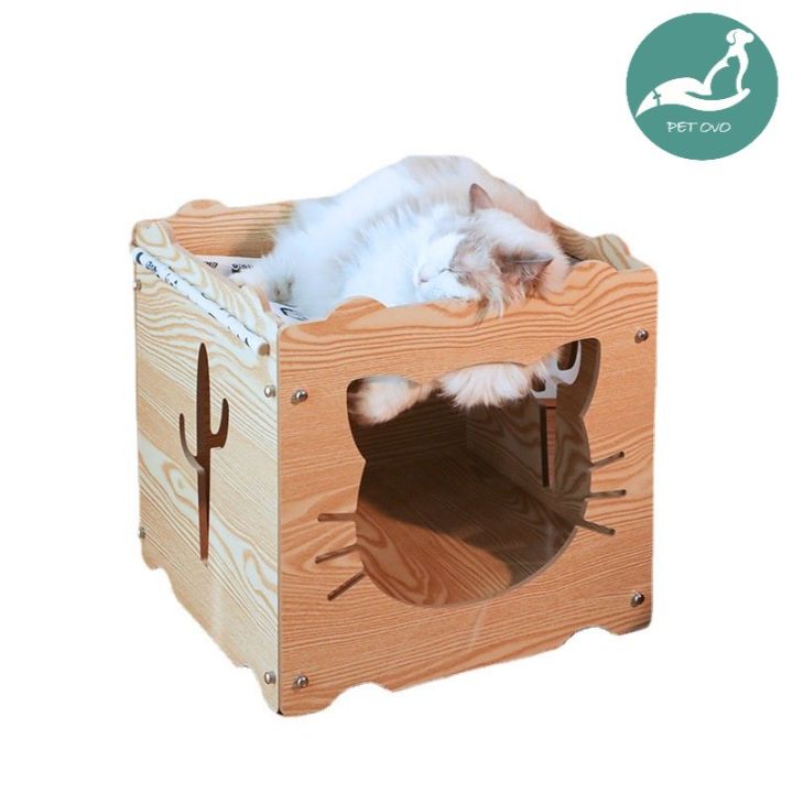 SG Wooden Cat House TV Cat Condos Cat Wooden House Stackable TV