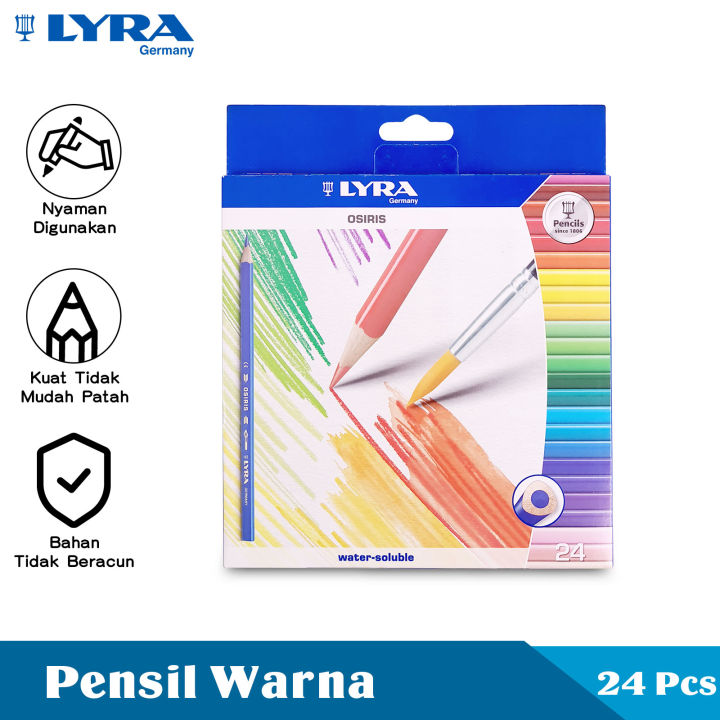 LYRA Osiris Aquarell MetalBox 24 Warna Pensil Warna Colour Pencil Gambar Berkualitas LYR-2531240