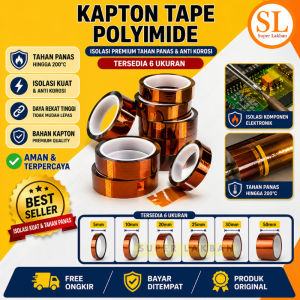 Isolasi Selotip Tahan Panas 300C Kapton Tape Kabel Listrik Lakban Polyimide Serbaguna High Temperature Adhesive