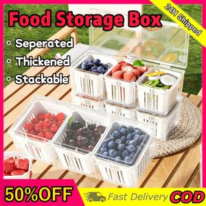 Portable Thickened Food Storage Box Food grade Seperated Refrigerator Leak-proof Food Box with Lid