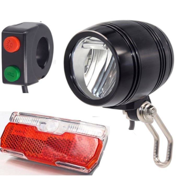Ebike headlight LED 48V 36V 24V 12V with horn plus e bike tail light