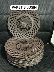 Paket 3 Lusin Piring Rotan anyaman Plastik TERMURAH