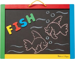 Melissa & Doug Magnetic Chalkboard and Dry-Erase Board with 36 Magnets (Numbers and Uppercase Letters) Chalk Eraser and Dry-Erase Pen