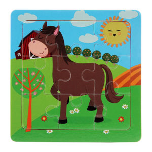 Puzzle Anak Melatih Kecerdasan Puzzle Jigsaw 9 Pcs Wooden Puzzle Mini Kayu Anak Karkater Hewan Dan Kendaraan Mainan Edukasi Murah AVVET