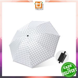 OFM-C947 Payung Lipat Motif Kotak Manual Anti UV Sinar Matahari Portable / Payung Lipat Anti Panas