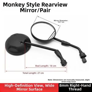 SIXIS 1Pair Black Electric Scooter Rearview Mirror Universal 8mm Rigth Thread Motorcycle Scooter Reflector High Quality Bicycle Reflector Scooter Parts