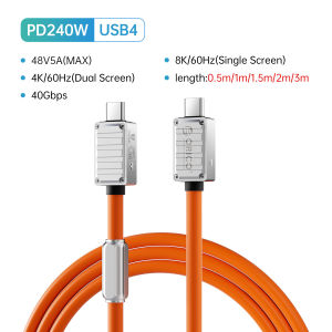 ORICO USB4 Cable 240W Silicone PD USB C Cable Data Line Fast Charging Cord Thunderbolt 3 8K for Tablet Laptop Samsung MacBook