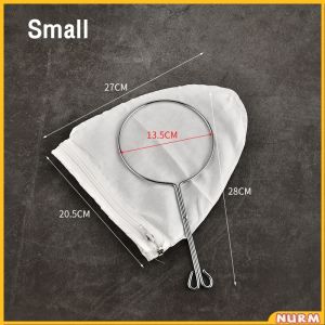 Nurm Reusable Mesh Milk Tea Filter Bag With Handle Steel Ring Cotton Cloth Filter Kitchen Accessories