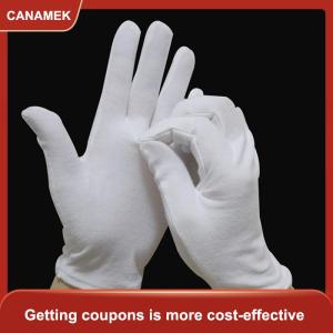 【CANAMEK】 1 cặp mới đầy đủ ngón tay người đàn ông phụ nữ Nghi Thức trắng bông găng tay người phục vụ Trình điều khiển đồ trang sức công nhân găng tay hấp thụ mồ hôi găng tay