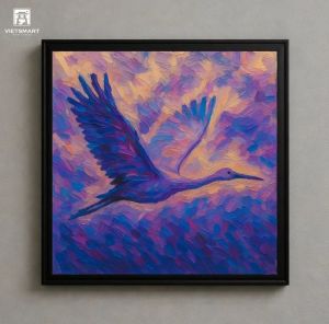 Tranh Nghệ thuật "Chim Hạc Tím" VIETSMART ART - Sơn dầu 60 x 70cm