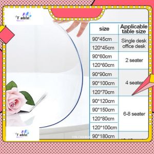 table cloth square table PVC Soft Glass Alas Meja Segi Empat Telus Waterproof Oil Resistant Easy Clean Home Table Cover