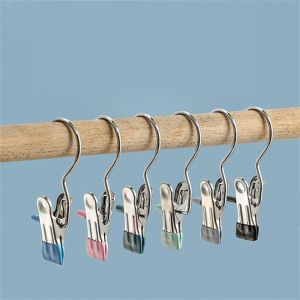 Hourser 5Pcs Laundry Hooks Stainless Steel Hanging Clip for Clothes Socks No Traces Strong Fixed Clips
