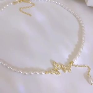 Dây chuyền ngọc trai bướm sang trọng cổ điển cho phụ nữ thiết kế độc đáo cảm giác cao cấp choker xương quai xanh thanh lịch choker