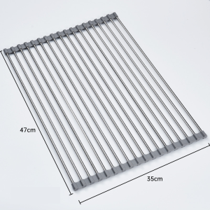 Sink folding stainless steel drain rack kitchen multi-functional bowl vegetable and fruit storage drain curtain