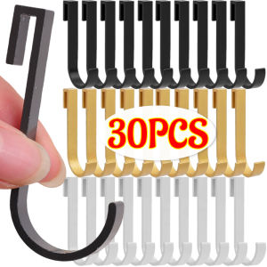 【Super low price】1/30PCS J-Shaped Removable Hooks Bathroom Organizer Rack Hook Metal Door Cabinet Hook Clothes Hats Towel Hanger Storage Supplies