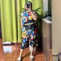 SOPHIA ABSTRACT CHALLIS TERNO TOKONG COORDINATES | FREESIZE FIT SMALL TO XL FRAME. 