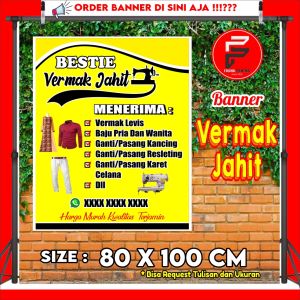Banner Vermak Baju / Spanduk Vermak Celana / Banner Jahit Pakaian / Banner Kustom / Banner Ukuran 80 x 100 cm