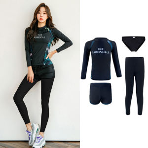 (L-3XL) ชุดว่ายน้ำสตรีชุดว่ายน้ำแขนยาวชุดว่ายน้ำชายชุดว่ายน้ำกันแดดแห้งเร็วชุดว่ายน้ำชุดว่ายน้ำแยกแขนยาวกางเกงขายาวคู่รัก