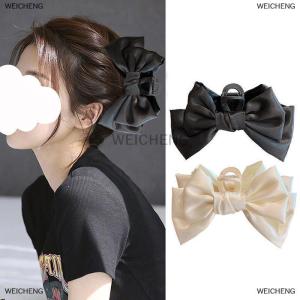 [COD] WEICHENG Fashion Big Bow Hair Claw Clips For Women Hairclips Girls Large Hair Crab Black Hair Clamp White Hairpins Hair Accessorie