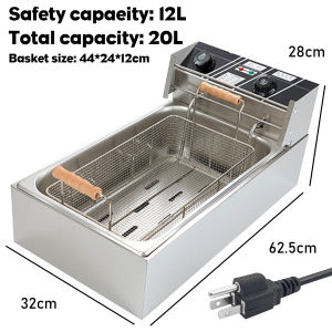 Double Deep Fryers Electric Stainless Steel Deep Oil Fryer Dual Tank 10Liters+10Liters Large Capacity French Fries Fried Chicken Frying Machine