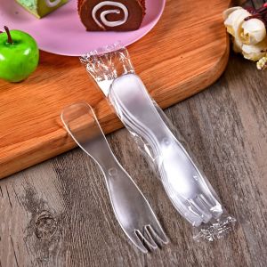 5pcs Disposable Plastic Wavy Fork Portable Cake Dessert Fork for Birthday Party Picnic