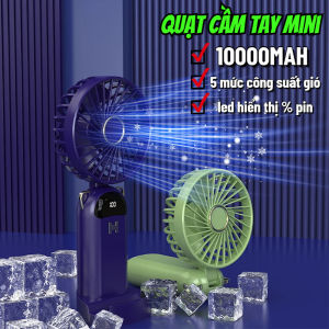 [HÀNG SẴN] Quạt Cầm Tay Mini Sạc Pin Quạt Mini Gấp Gọn Tích Điện Dung Lượng Pin 10000mAH 5 Cấp Độ Gió
