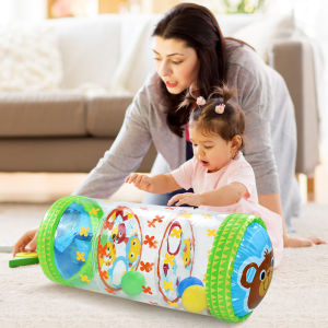 ZEEMIN Inflatable Baby Crawling Roller Toy with Rattle and Ball PVC Early Development Fitness Toys Early Educational Toy For Children