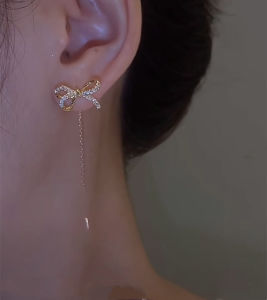 Bông Tai Hình Nơ  Dáng Dài Thanh Lịch Thời Trang Sang Trọng BTNODANGDAI9