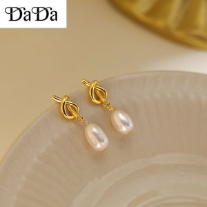 Original 916 gold Earrings Womens Rope Knot Freshwater Pearl Premium Sense Earrings 2023 Explosive Jewelry for Girlfriends Birthday Gift