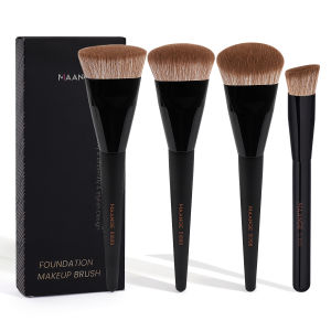 MAANGE 4Pcs Large-Head Makeup Brush Foundation Brush Contour Brush Blush Brush Contour Brush Advanced Black Beauty Tools