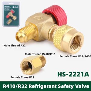 Right Angle Safety Valve All-Copper Aircon Refrigerant Charging R22/R32/R410 Freon Valve Refrigerant Charging Adapter