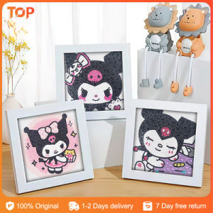 Handmade Diamond Canva Puppy Sticker Painting with Frame Kid Cute Tabletop Home Decor Gift Souvenirs