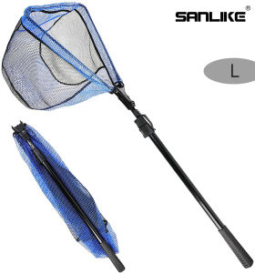 Sanlike vớt cá bắt cá Net Ống nhôm hoặc Cán búa sợi thủy tinh cần câu có thể Thu Duỗi bọc cao su Nylon chống thấm nước tiện dụng có thể gập lại Lưới Đánh Cá cực câu cá đọc Net