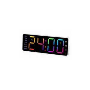 DSFDF RGB Colors Digital Desk Clock 12/24H Format Adjust Brightness LED Electronic Clock Decorative LED Display Table Alarm Clock Living Room