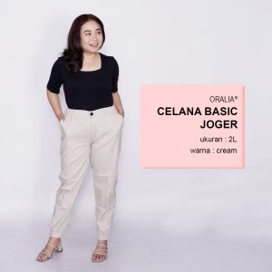 Celana Kerja Kantor Big Basic Joger Wanita/ Celana Wanita Jumbo Keren/ Celana Kerja Seragam Wanita Bigsize / Celana Bahan Wanita Formal Super Jumbo Kekinian