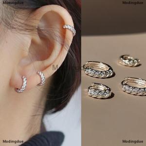 [COD] Modingdue Sparkling French Full Zircon Twisted Hoop Earrings For Women Circle Ear Clips Fashion Jewelry Gift