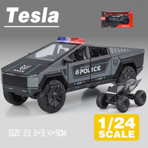 LEO 1:24 Tesla Pickup Police Car Diecast Model Car Alloy Cars Toys Collection Gift For Kids Boy Girl