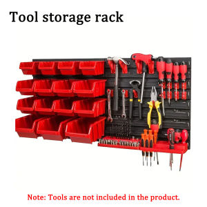 Wall Mounted Tool Rack with Storage Box Tool Organizer Storage Rack Hanging Board Tool Storage Box Multi-Function Parts Storage Box for Nuts Bolts Screws Nails
