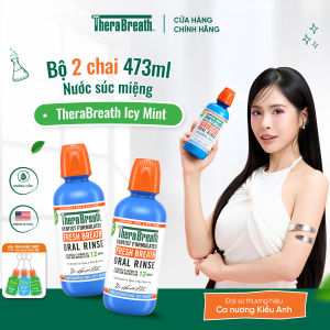 Bộ 2 Nước Súc Miệng TheraBreath Icy Mint 473ml - Làm sạch và thơm miệng ngừa hôi miệng - Vị kẹo bạc hà