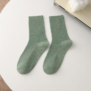 🔥Margotu🔥ถุงเท้าผู้หญิง ถุงเท้านักเรียน ถุงเท้าผ้าฝ้ายสีทึบน่องกลางญี่ปุ่นน่ารัก ถุงน่องสีลูกกวาดอเนกประสงค์