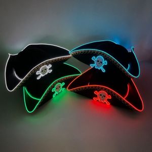 XUNXUAN Light Captain Cap Dress Up Cosplay Prop Felt Pirate Hat Party Supplies Halloween Skull Pirate Captain Cap Kids