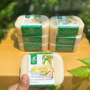 สบู่อาบน้ำสูตรขิง 4ก้อน สูตรลด ฝ้า กระ ปรับสีผิวให้สม่ำ ลดกลิ่นตัว ฟองเยอะ ขนาด100กรัม