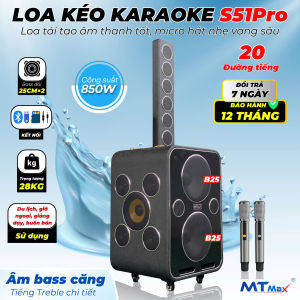Loa kéo karaoke S51 Pro 850W – Bass căng mic hát nhẹ 20 đường tiếng – Giải trí du lịch party ngoài trời cực chill cho giới trẻ