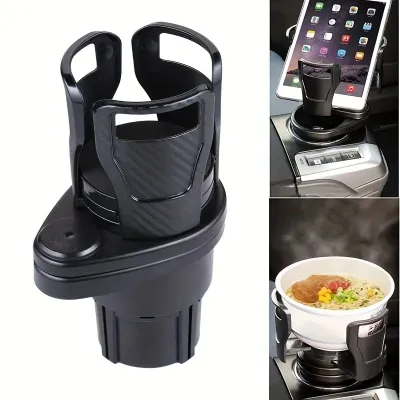 Giá đỡ cốc ô tô đa năng có thể điều chỉnh kèm giá đỡ điện thoại và hộp đựng tinh dầu thơm.
