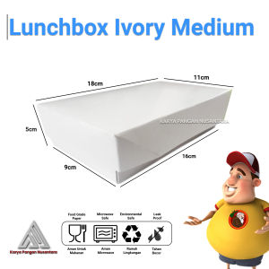 PAPER LUNCH BOX IVORY MEDIUM FOOD GRADE KOTAK MAKAN KERTAS LUNCHBOX PER 50 PCS