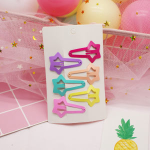 6 Pcs Kids Stars Hair Clips Glitter BB Clips Children Girls Candy Color Metal Snap Barrettes