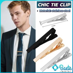 Baete Stainless Steel Chic Necktie Tie Bar Clasp Clip Formal Occasion Tie Accessories Silver Gold Black