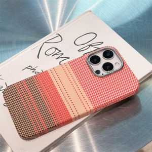 Magnetic Camera Alloy Protective Back Cover Case for iPhone 17 16 15 14 Pro Max Magnets Shell Frame Carbon Color Plaid Dots Hull
