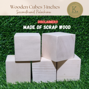 Kukkuk Wooden Cube Smooth Finished Secondhand Palochina Unpainted 3 inches all sides