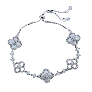 Portable Floral Openwork Zircon Stone Bracelet Adjustable Length Alloy Ideal for Daily or Formal Event